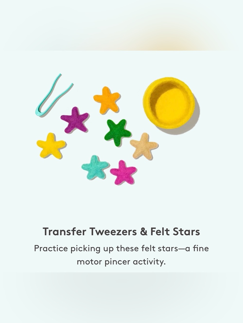 Lovevery Felt Stars and transfer tweezers